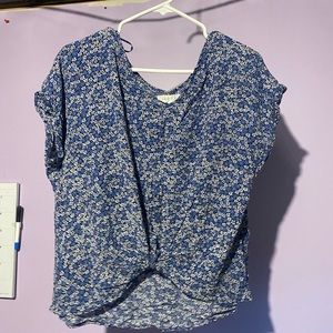 Blue floral tied shirt
